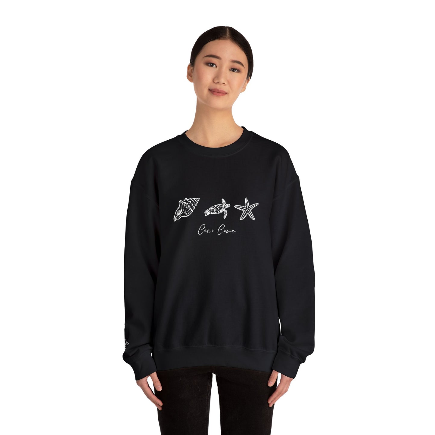 Minimal Embroidery Crewneck Sweatshirt with Subtle Starburst Design