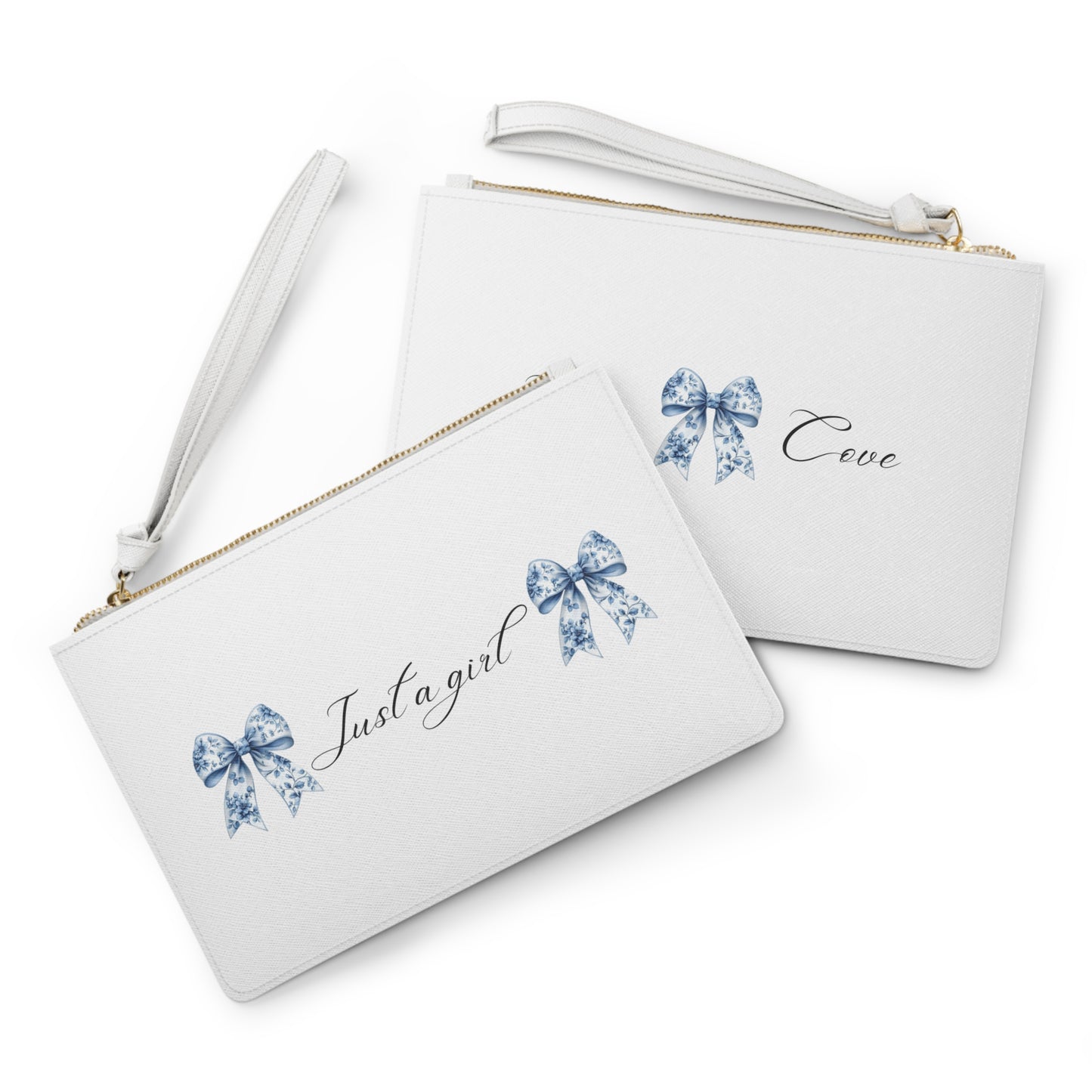 Just a Girl Blue Bow Clutch Bag — Feminine Wristlet Purse