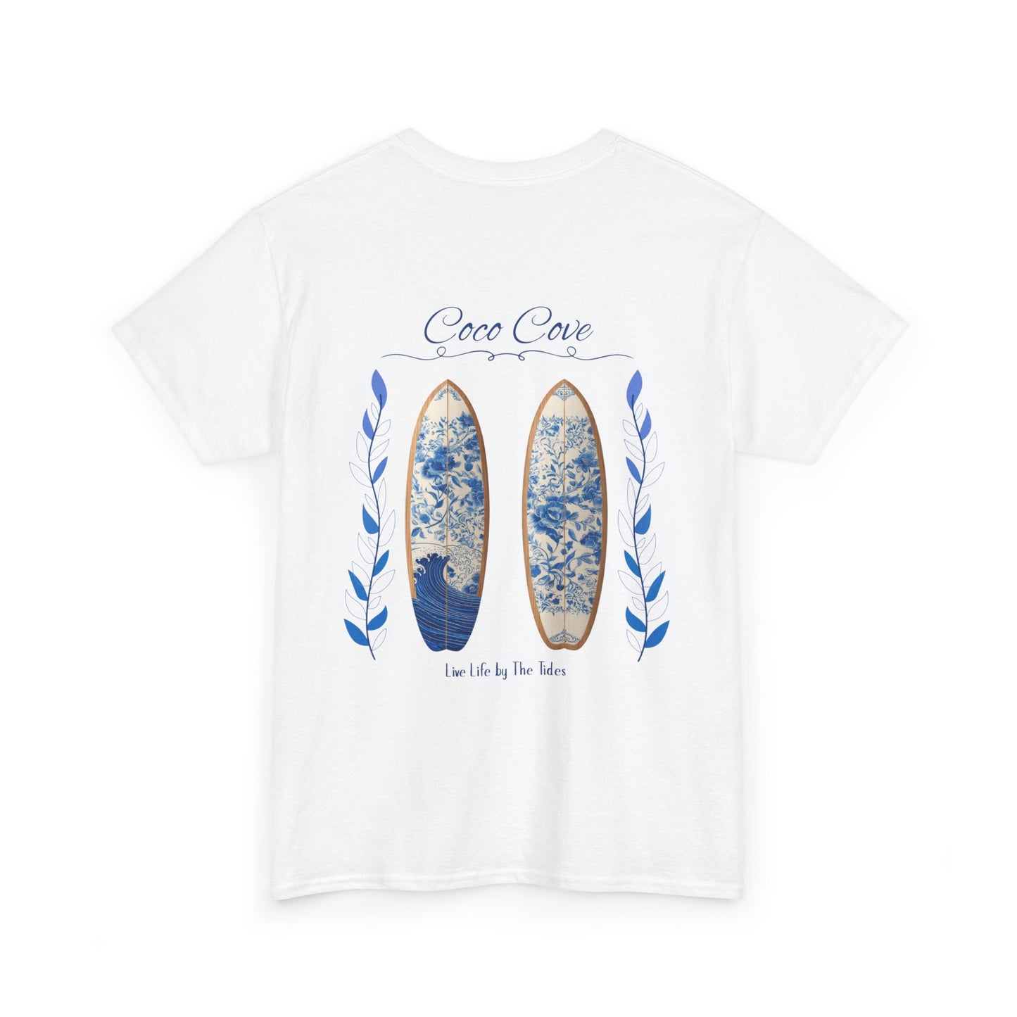 Surfboard Beach Tee — "Coco Cove" Coastal Graphic T-Shirt