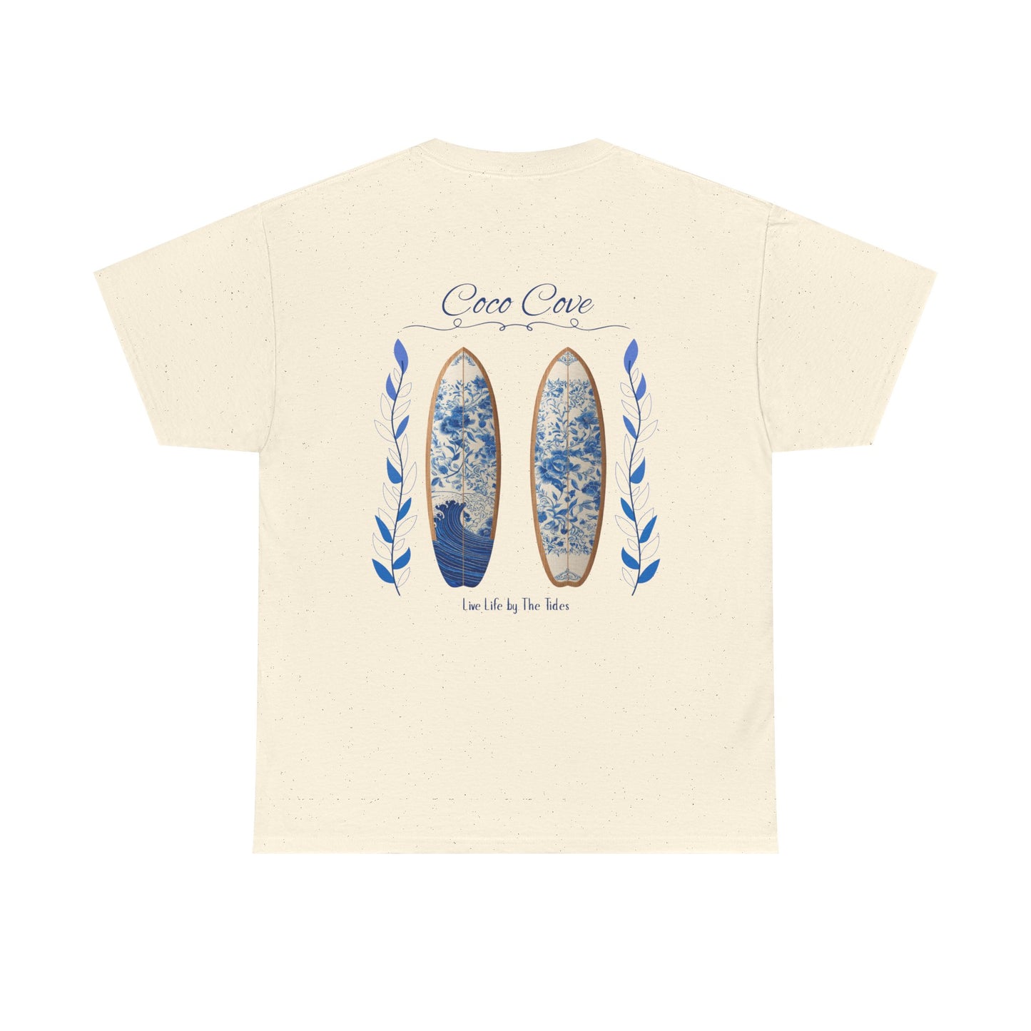 Surfboard Beach Tee — "Coco Cove" Coastal Graphic T-Shirt