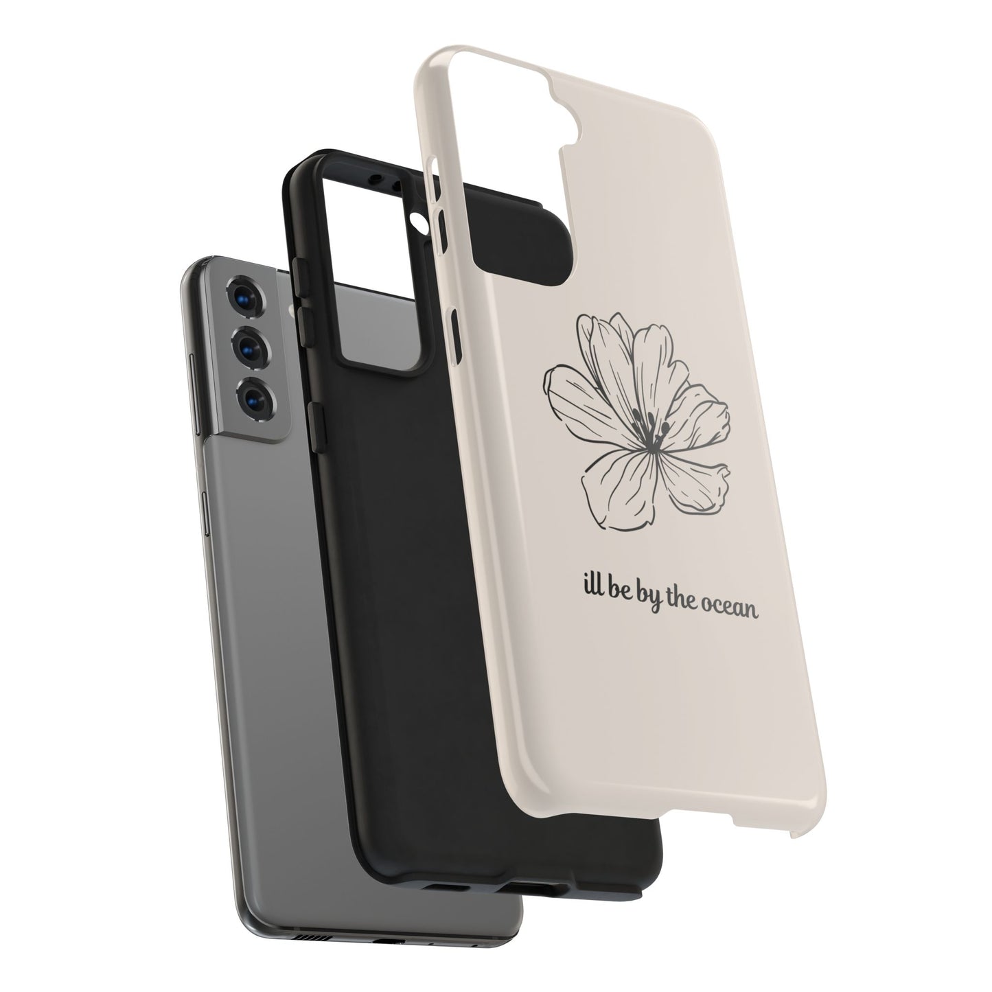 Floral 'I'll Be By The Ocean' Tough Phone Case — Minimal Beach-Inspired Protection