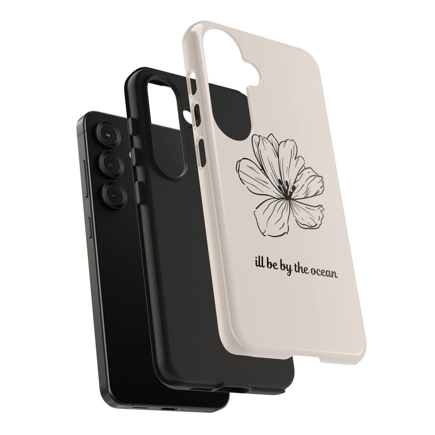 Floral 'I'll Be By The Ocean' Tough Phone Case — Minimal Beach-Inspired Protection