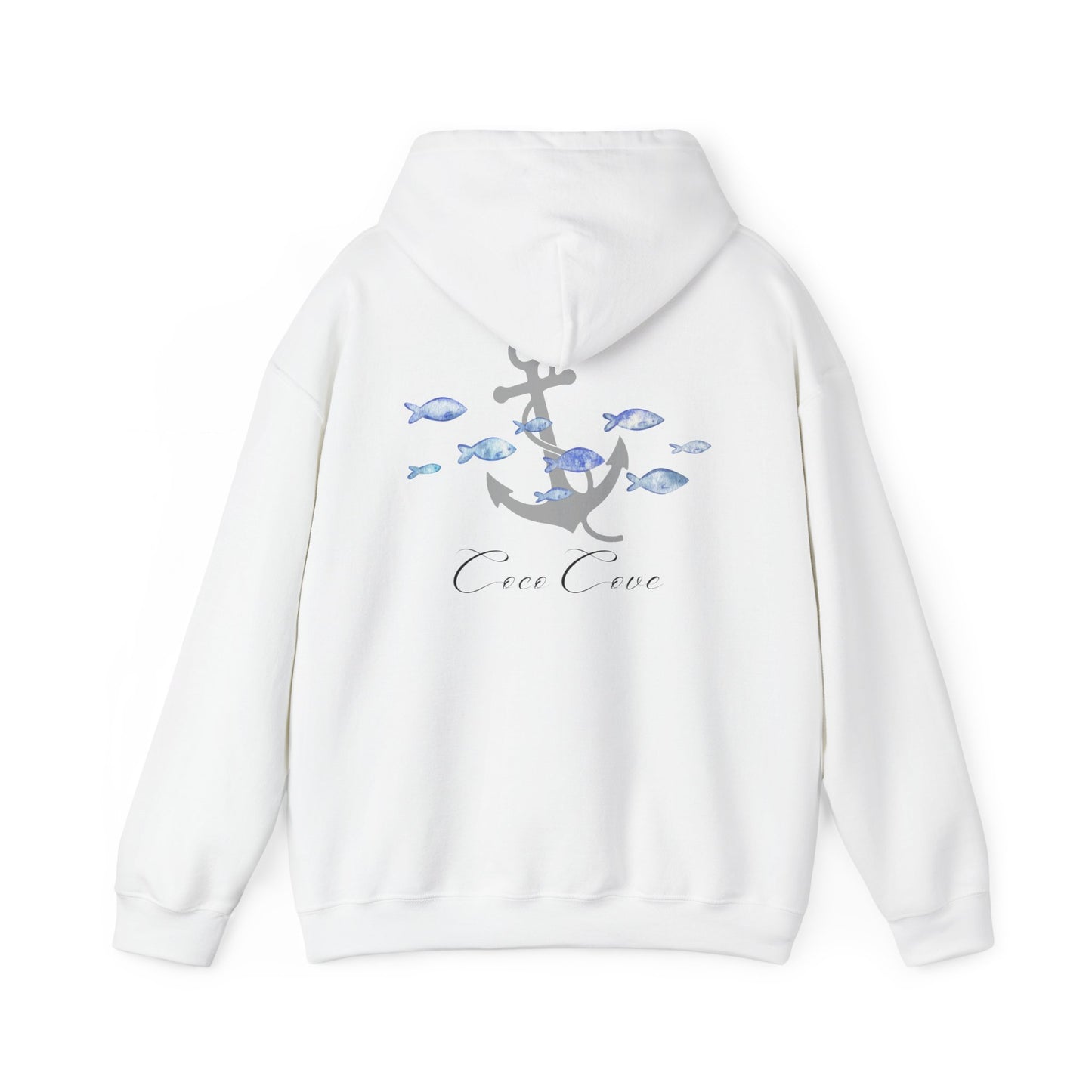 Anchor & Fish Hoodie — "Coco Cove" Nautical Graphic Pullover
