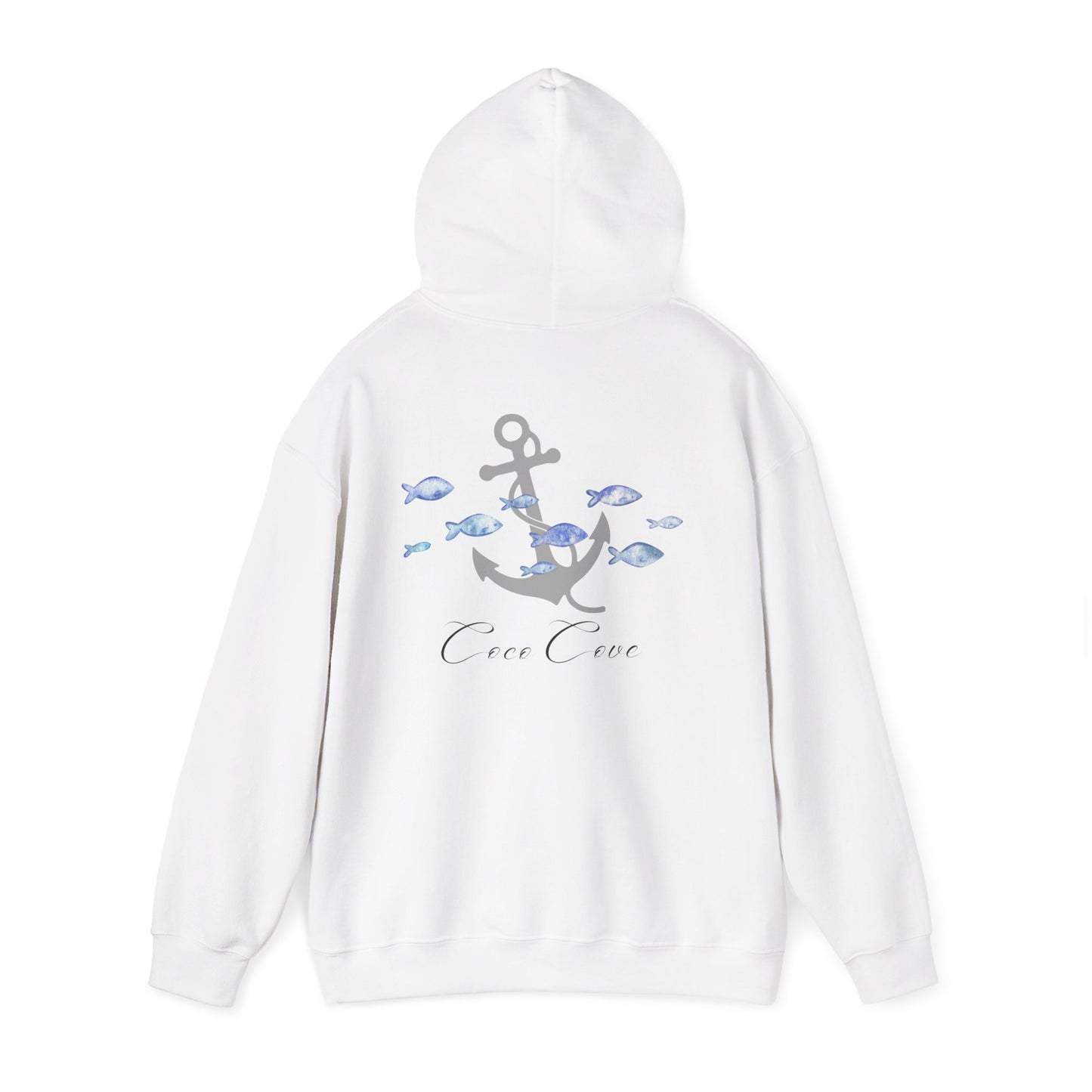 Anchor & Fish Hoodie — "Coco Cove" Nautical Graphic Pullover