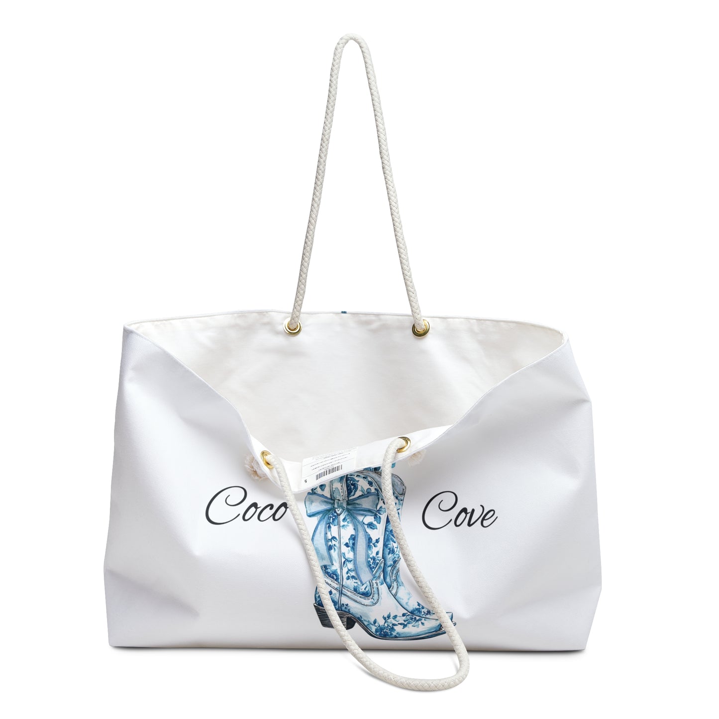 Coco Cove Cowboy Boot Weekender Bag — Blue Floral Travel Tote