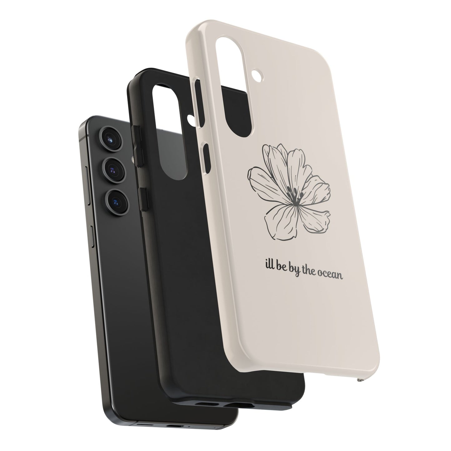 Floral 'I'll Be By The Ocean' Tough Phone Case — Minimal Beach-Inspired Protection