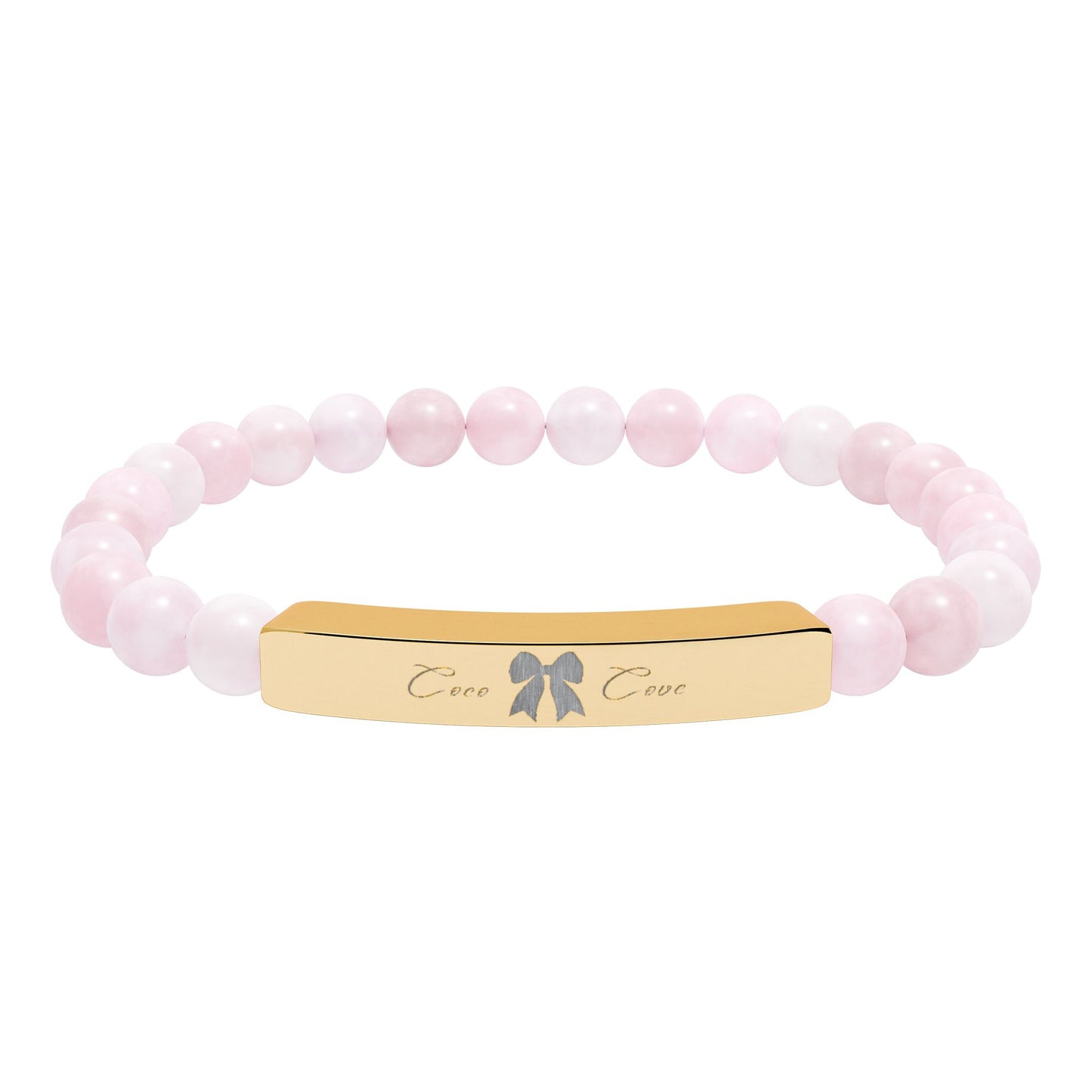 Engravable Natural Stone Stretch Bar Bracelet — Personalized Beaded Wristband