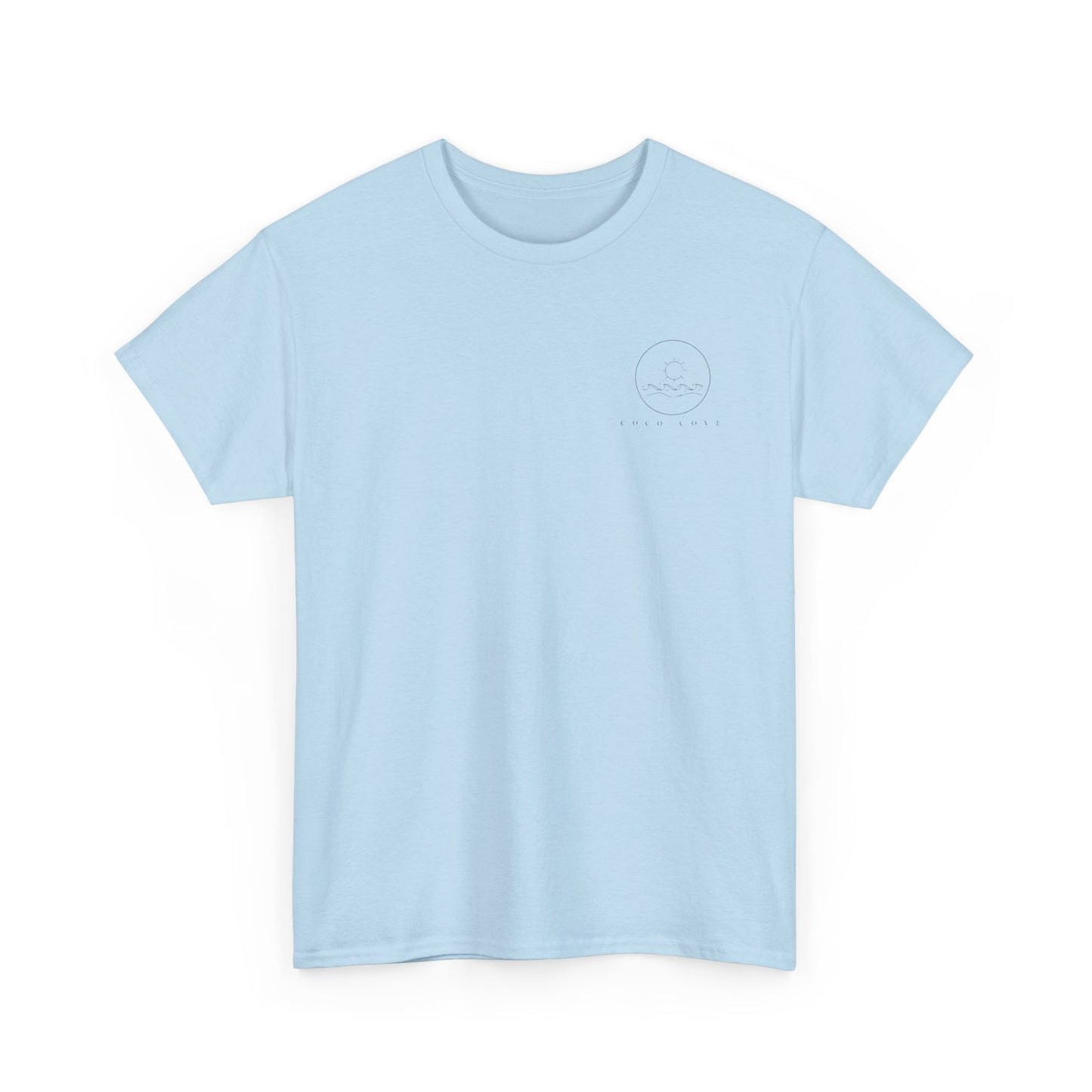 Surfboard Beach Tee — "Chasing Ocean Tides" Minimal Coastal Graphic T-Shirt
