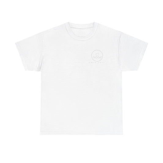 Surfboard Beach Tee — "Chasing Ocean Tides" Minimal Coastal Graphic T-Shirt