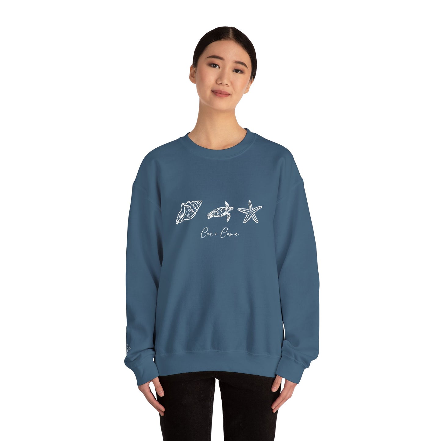 Minimal Embroidery Crewneck Sweatshirt with Subtle Starburst Design