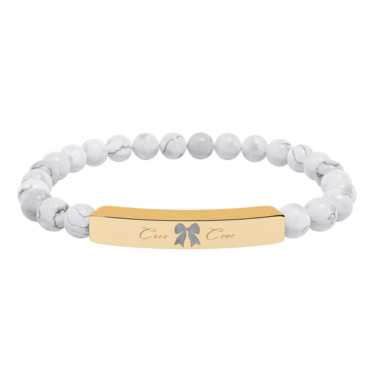 Engravable Natural Stone Stretch Bar Bracelet — Personalized Beaded Wristband