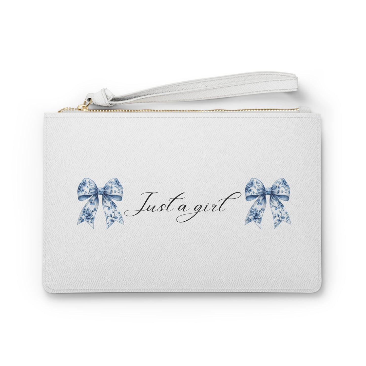 Just a Girl Blue Bow Clutch Bag — Feminine Wristlet Purse