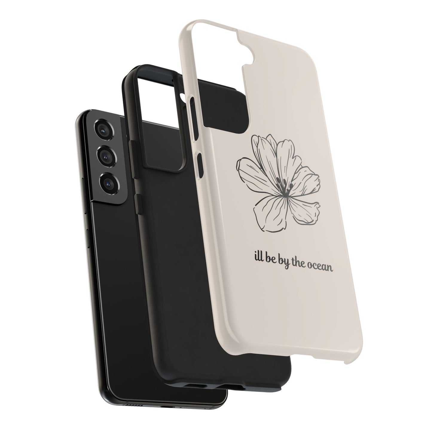 Floral 'I'll Be By The Ocean' Tough Phone Case — Minimal Beach-Inspired Protection