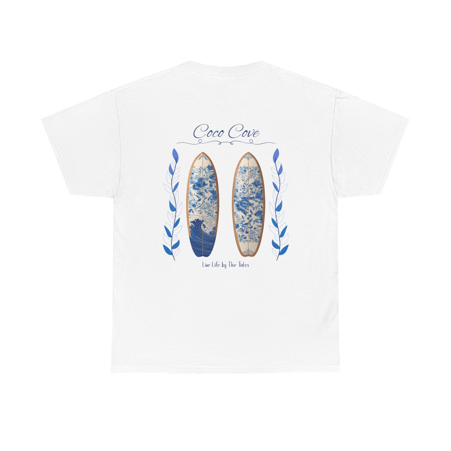 Surfboard Beach Tee — "Coco Cove" Coastal Graphic T-Shirt