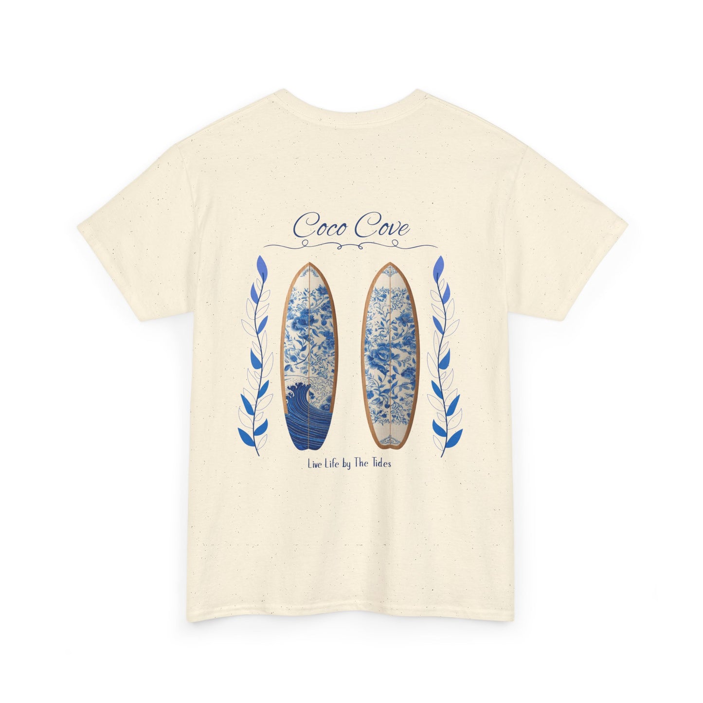 Surfboard Beach Tee — "Coco Cove" Coastal Graphic T-Shirt