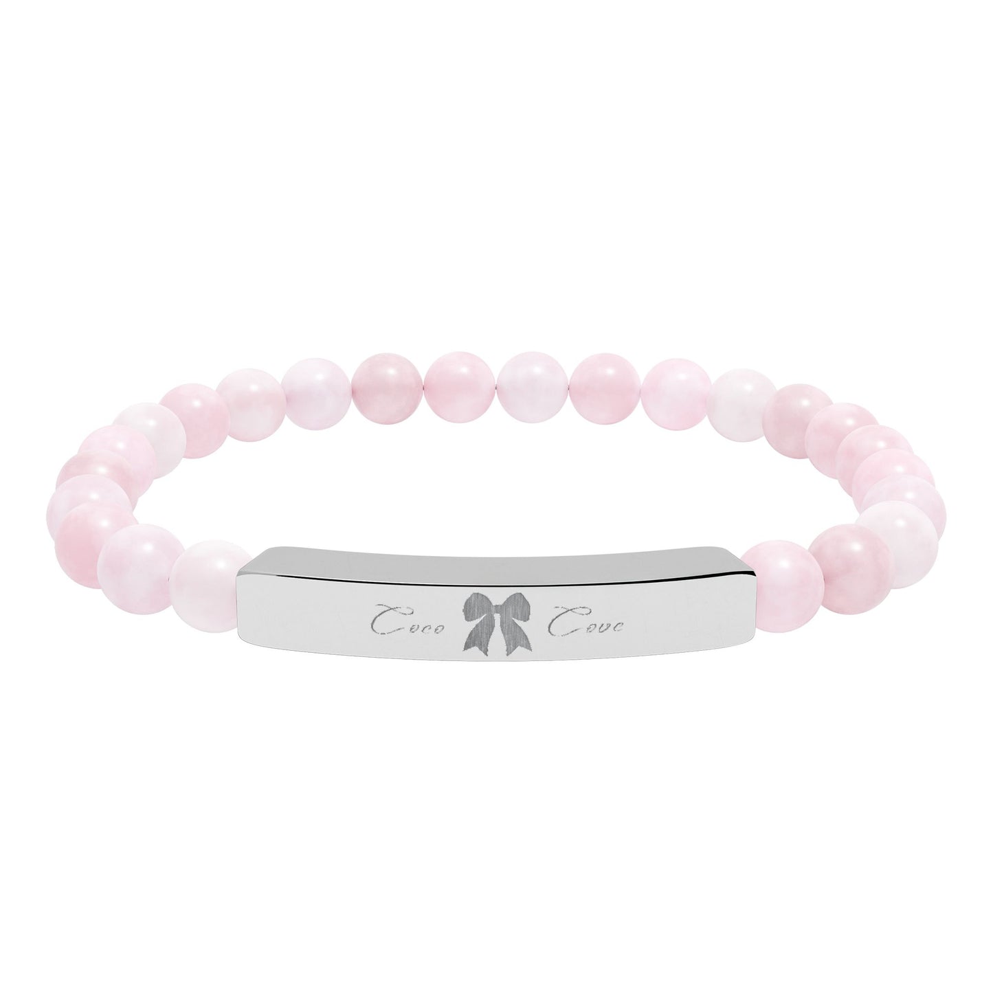 Engravable Natural Stone Stretch Bar Bracelet — Personalized Beaded Wristband