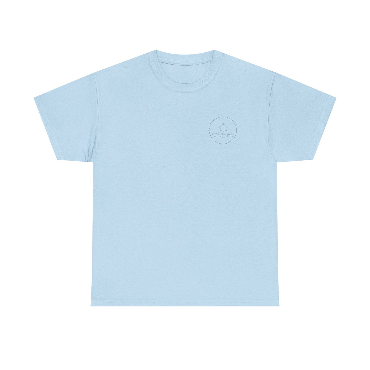 Surfboard Beach Tee — "Coco Cove" Coastal Graphic T-Shirt